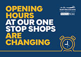 Flyer about One Stop Shops opening hours