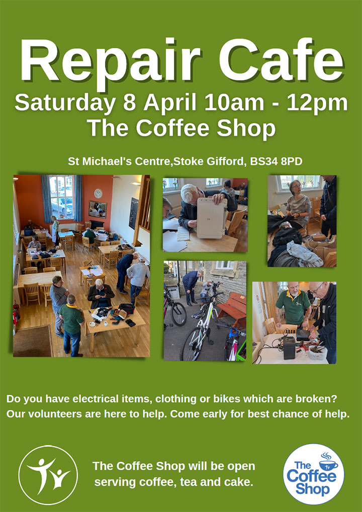 Poster advertising the Repair Cafe (all text content displayed on page)