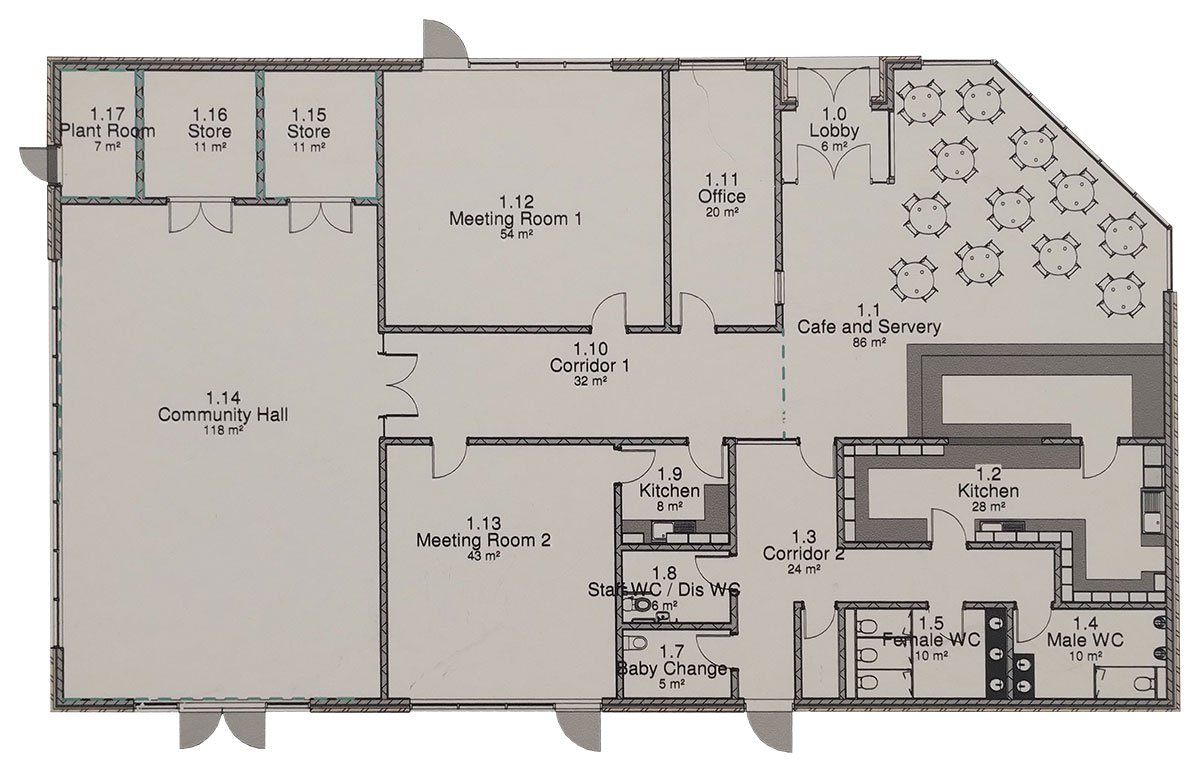 Plan view of Community Centre